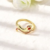 Brass Enamel Cuff Rings for Women RJEW-F188-04G-02-1