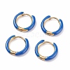 Two Tone 304 Stainless Steel Chunky Huggie Hoop Earrings with Enamel for Women EJEW-C043-11-G-2