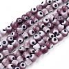 Handmade Evil Eye Lampwork Round Bead Strands LAMP-L055-4mm-04-1