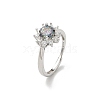 Rhodium Plated 925 Sterling Silver Moissanite Adjustable Rings for Women RJEW-U038-02P-4