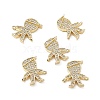 Brass Micro Pave Clear Cubic Zirconia Connetor Charms KK-E068-VB031-4