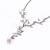 Tibetan Style Alloy Branch and Leaves Pendant Necklaces X-NJEW-JN00751-3