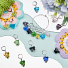 Glass Butterfly Pendant Locking Stitch Markers HJEW-SC00069-4
