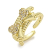 Brass Micro Pave Cubic Zirconia Cuff Ring RJEW-E296-08G-1