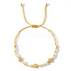 Cross Adjustable Plastic Imitation Pearl Braided Bead Bracelets for Women OW3783-2-1