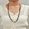 Bohemian Handmade Colorful Porcelain Beaded Waxed Cord Long Necklaces for Women FS-WGF474B-03-1