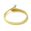 Brass Pave Green Cubic Zirconia Leopard Hinged Bangle for Women BJEW-K246-02G-3