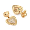 Rack Plating Brass Micro Pave Clear Cubic Zirconia Stud Dangle Earrings for Women EJEW-G394-44G-2