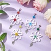 4Pcs 4 Colors Flower Glass & Cat Eye Beaded Pendant Decoration HJEW-TA00296-2