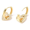 Rack Plating Brass Heart Dangle Hoop Earrings with Cubic Zirconia EJEW-A103-06G-2