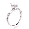 Rhodium Plated 925 Sterling Silver Micro Pave Cubic Zirconia Engagement Solitaire Ring Settings STER-T008-19P-1