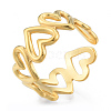 Ion Plating(IP) 304 Stainless Steel Hollow Heart Cuff Rings RJEW-N038-124LG-1