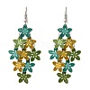 430 Stainless Steel Flower Dangle Earrings EJEW-A137-07P-03-4