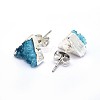 Natural Druzy Quartz Crystal Stud Earring EJEW-F173-E02-S-3