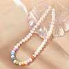 Natural Pearl & Acrylic Column Beaded Necklaces NJEW-C070-03-1