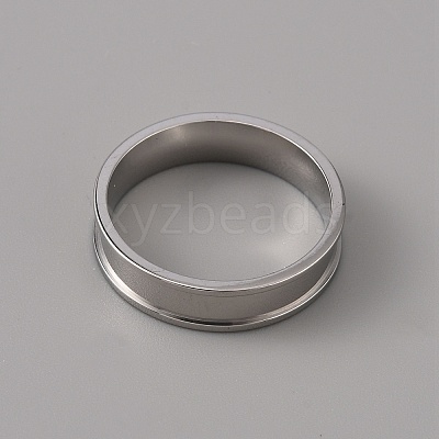201 Stainless Steel Grooved Finger Ring Settings STAS-WH0027-27F-P-1