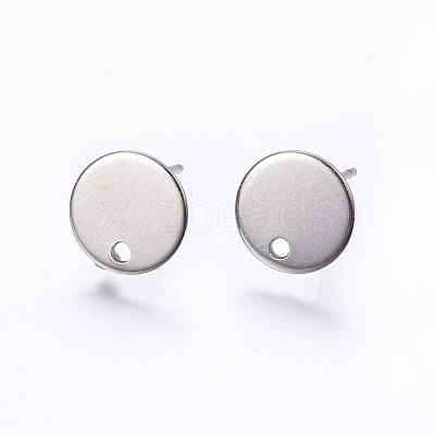 Flat Plate 201 Stainless Steel Stud Earring Findings STAS-I095-04P-A-1