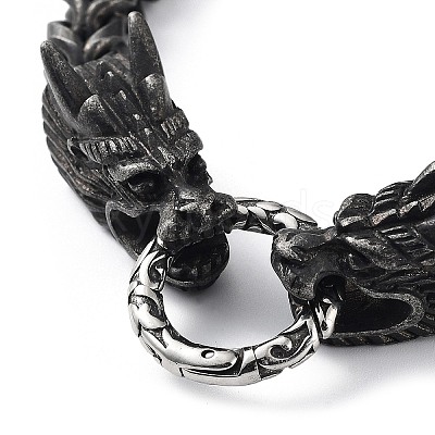 304 Stainless Steel Dragon Head Cuban Link Chains Bracelets for Men & Women BJEW-D031-23B-1