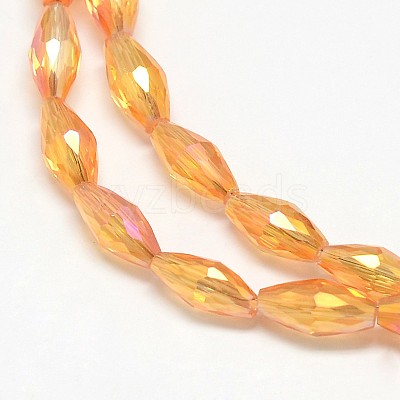 Electroplate Crystal Glass Rice Beads Strands X-EGLA-F042-A14-1