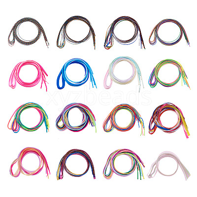 16 Bags 16 Style Metallic/Polyester/Organza/Yarn Cords Cords Hair Braiding String OHAR-KS0001-01-1
