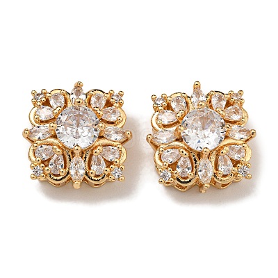 Brass Micro Pave Cubic Zirconia Beads KK-U037-03G-02-1