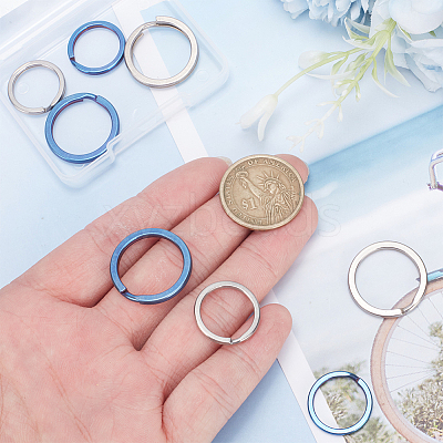8Pcs 4 Styles Titanium Alloy Split Key Rings FIND-WR0010-05A-1