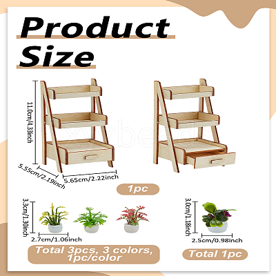 4Pcs 4 Styles Resin Potted Plants Display Ornaments AJEW-LP0002-38-1