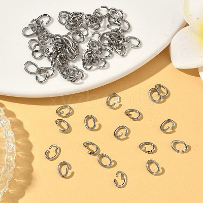 Tarnish Resistant Oval 304 Stainless Steel Open Jump Rings X-STAS-R067-01-1