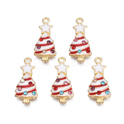 Rack Plating Alloy Enamel Pendants X-ENAM-N055-148C-1