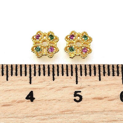 Flower Brass Micro Pave Cubic Zirconia Bead Caps KK-K300-01C-G-1