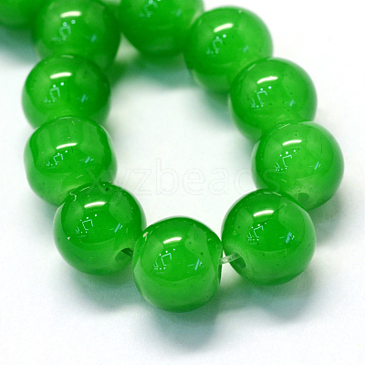 Baking Paint Imitation Jade Glass Round Bead Strands X-DGLA-Q021-6mm-10-1