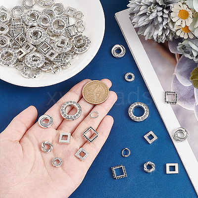 112Pcs 8 Styles Tibetan Style Alloy Beads Frame Sets TIBEB-PH0005-18-1