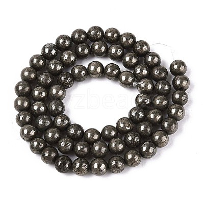 Natural Pyrite Beads Strands X-G-S249-01-6mm-1