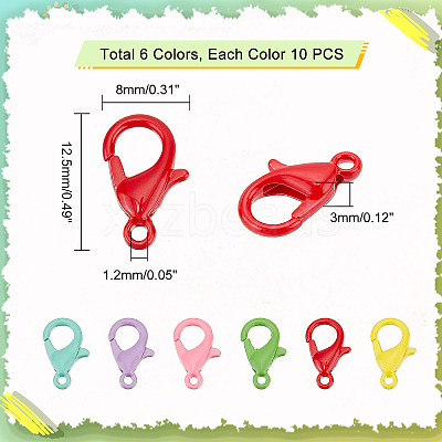 60Pcs 6 Colors Spray Painted Eco-Friendly Alloy Lobster Claw Clasps FIND-PH0004-93-1