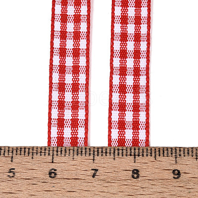 Single Face Plaid Polyester Satin Ribbon SRIB-T009-10F-1