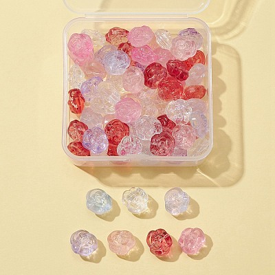 64Pcs 8 Colors Transparent Electroplate & Baking Paint Glass Beads GLAA-FS0001-37-1