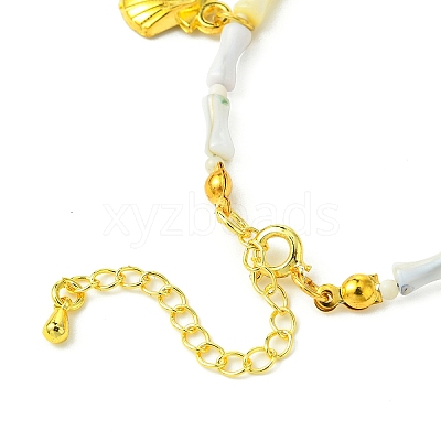 Starfish & Cross & Shell Alloy Charm Bracelet BJEW-FS00015-1