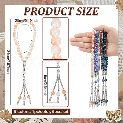 5Pcs 5 Colors Alloy Charm Bracelets BJEW-PH0004-68-1