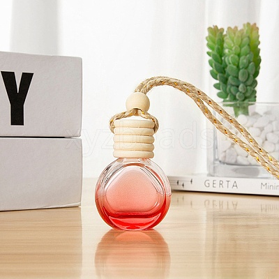 Empty Glass Perfume Bottle Pendants with Wood Cap PW-WG32648-01-1
