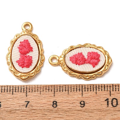304 Stainless Steel & Cloth Embroidered Pendants FB-CBAFBAF-10G-01-1