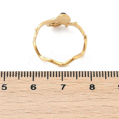 Leaf 304 Stainless Steel Open Cuff Rings RJEW-Z078-05G-1