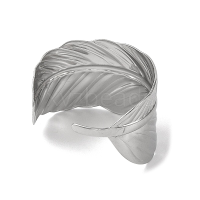 Leaf 304 Stainless Steel Bangles for Women BJEW-B104-09P-1