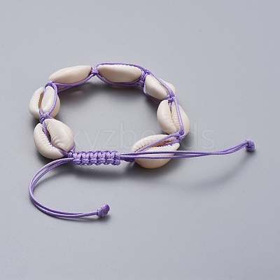 Natural Cowrie Shell Braided Beads Bracelets BJEW-JB05057-1