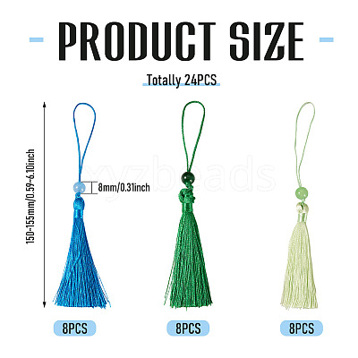 24Pcs 3 Colors Polyester Tassel Decorations OCOR-TADJ0007-01C-1