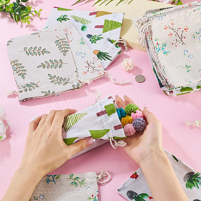 20Pcs 4 Styles Polycotton(Polyester Cotton) Packing Pouches Drawstring Bags ABAG-TA0002-09-1