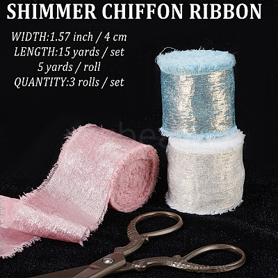 3 Roll 3 Colors Single Face Hot Stamping Polyester Frayed Ribbon OCOR-CP0001-12C-1