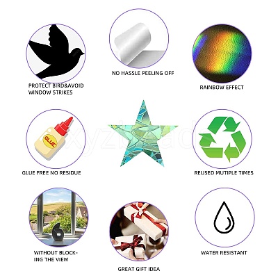 6PCS PVC Stickers Dazzling Color Window Stickers 3D Laser Circle Shapes Electrostatic Glass Window Stickers JX835A-1