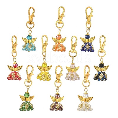 Angel Glass & Alloy Pendant Decorations HJEW-MZ00360-1