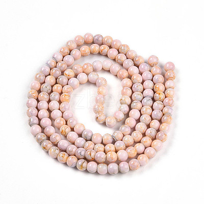 Baking Paint Glass Beads Strands DGLA-N003-6mm-C01-1