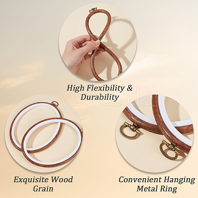 PP & PVC Plastic Imitation Wood Cross Stitch Embroidery Hoops DIY-WH20055-058B-02-1